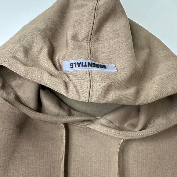 Md NWT Fear of God Essentials Hoodie Desert Taupe Fleece Pullover Streetwear FOG - Picture 9 of 10